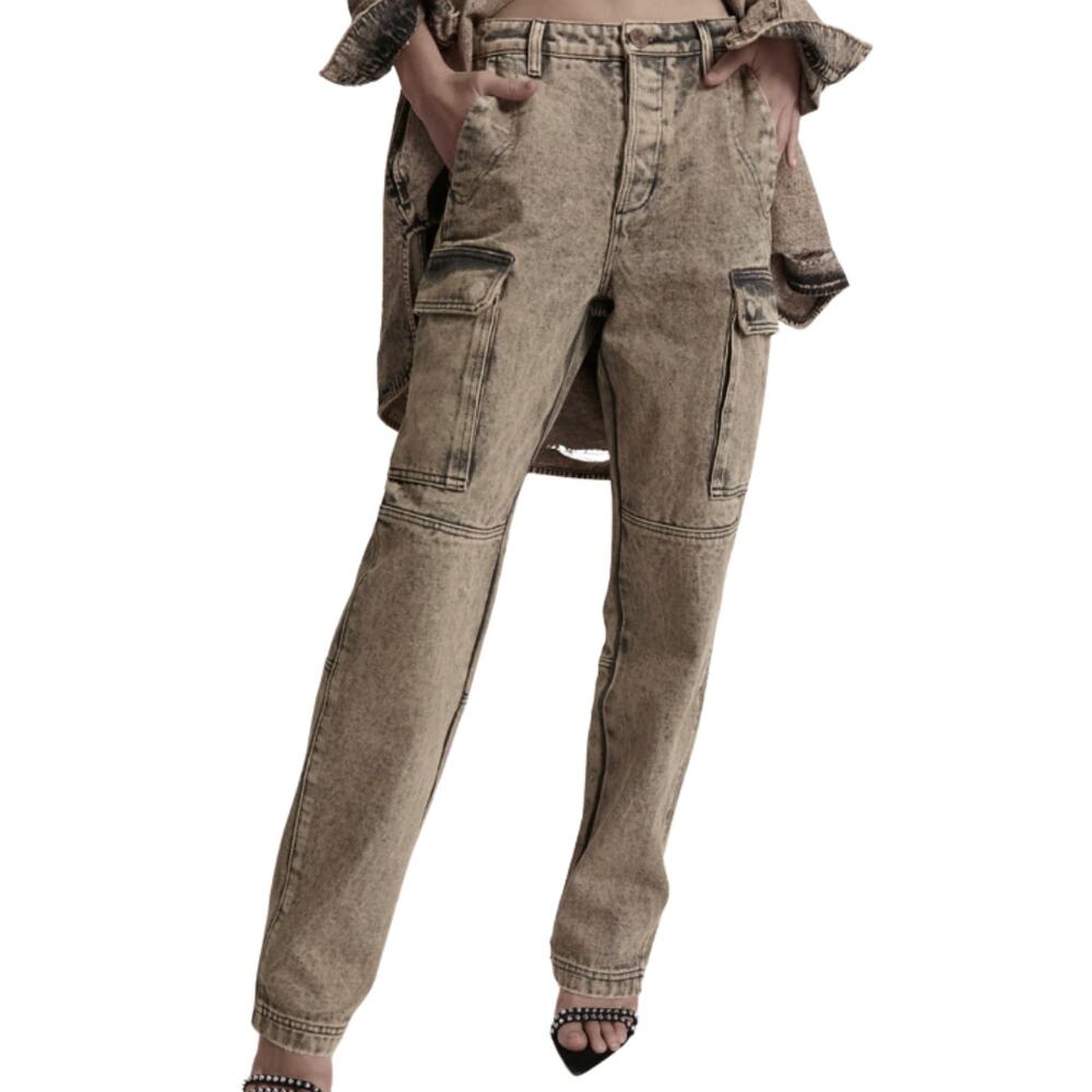 One Teaspoon Cargo Motion Pants Brownish Grey Cargo Jeans with Pockets Sz 22